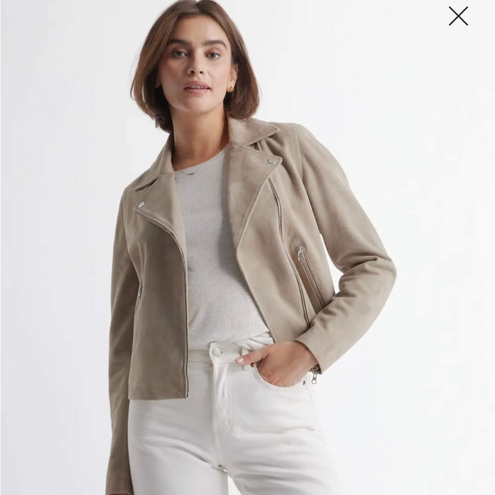 Quince 100% Suede Biker Moto Jacket, Cute!